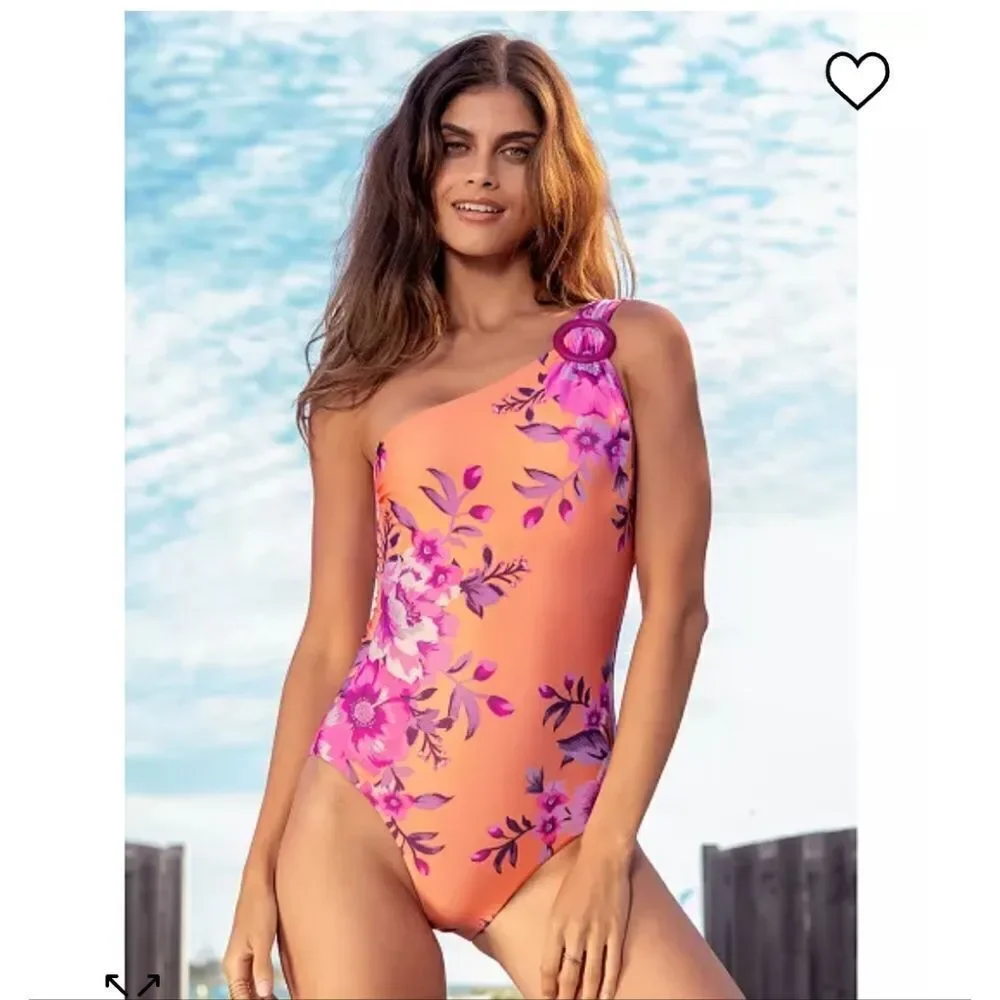 Becca Virtue In Full Bloom Arabella Floral Print One Shoulder One Piece … - Picture 4 of 14